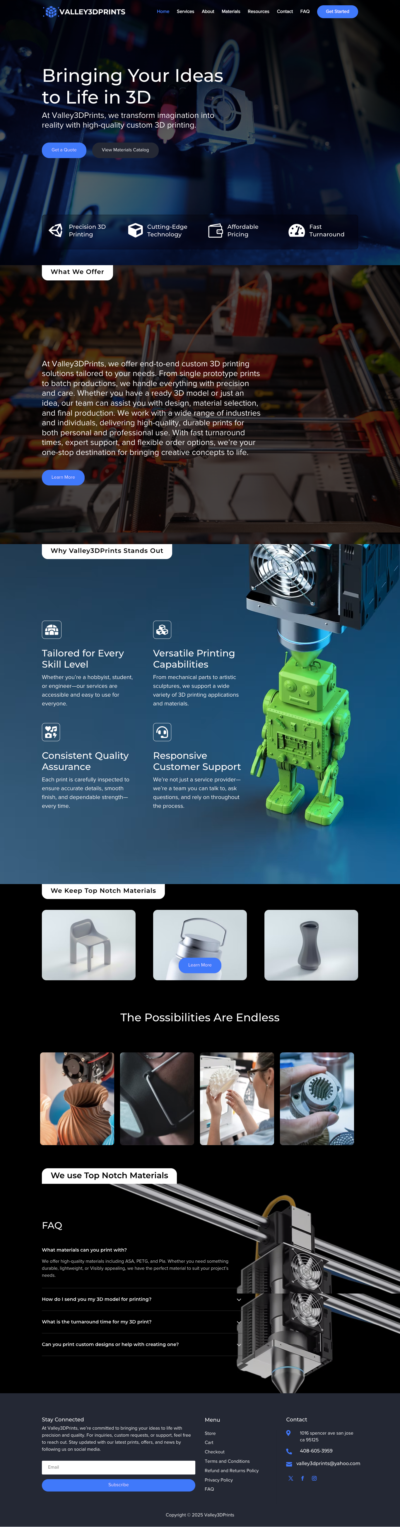 3d Printing Website Development with Divi